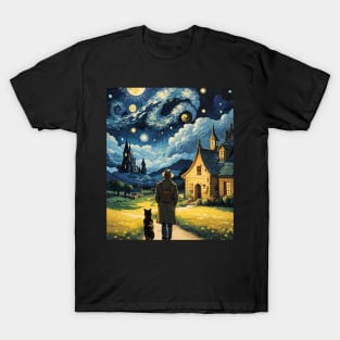 Starry Night Cat, Van Gogh Cat, Cat Lover, Cat Mom, Cat Dad T-Shirt